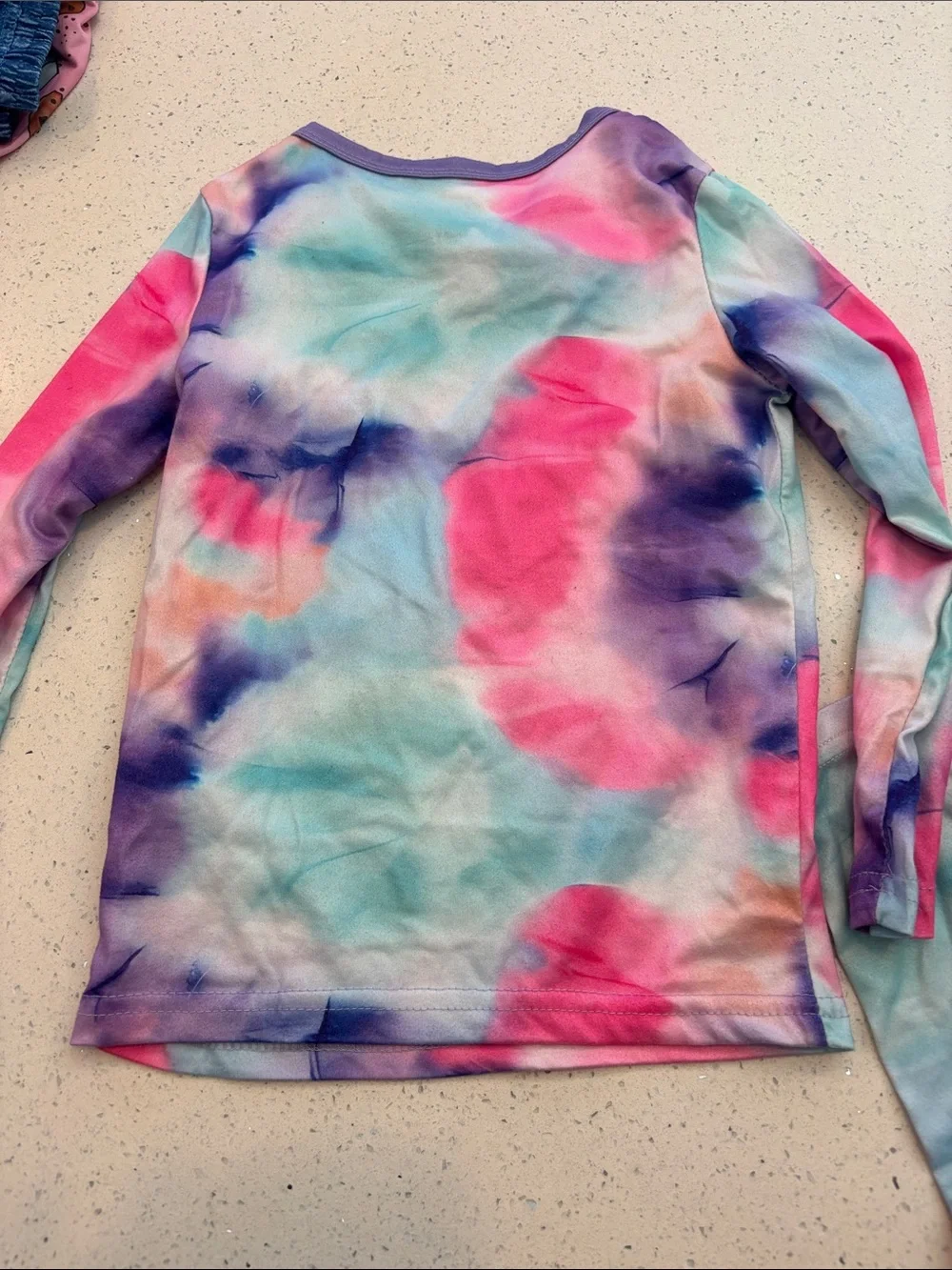 SHEIN Kids Tie-Dye Unicorn Pajama Set in Pink, Purple & Blue